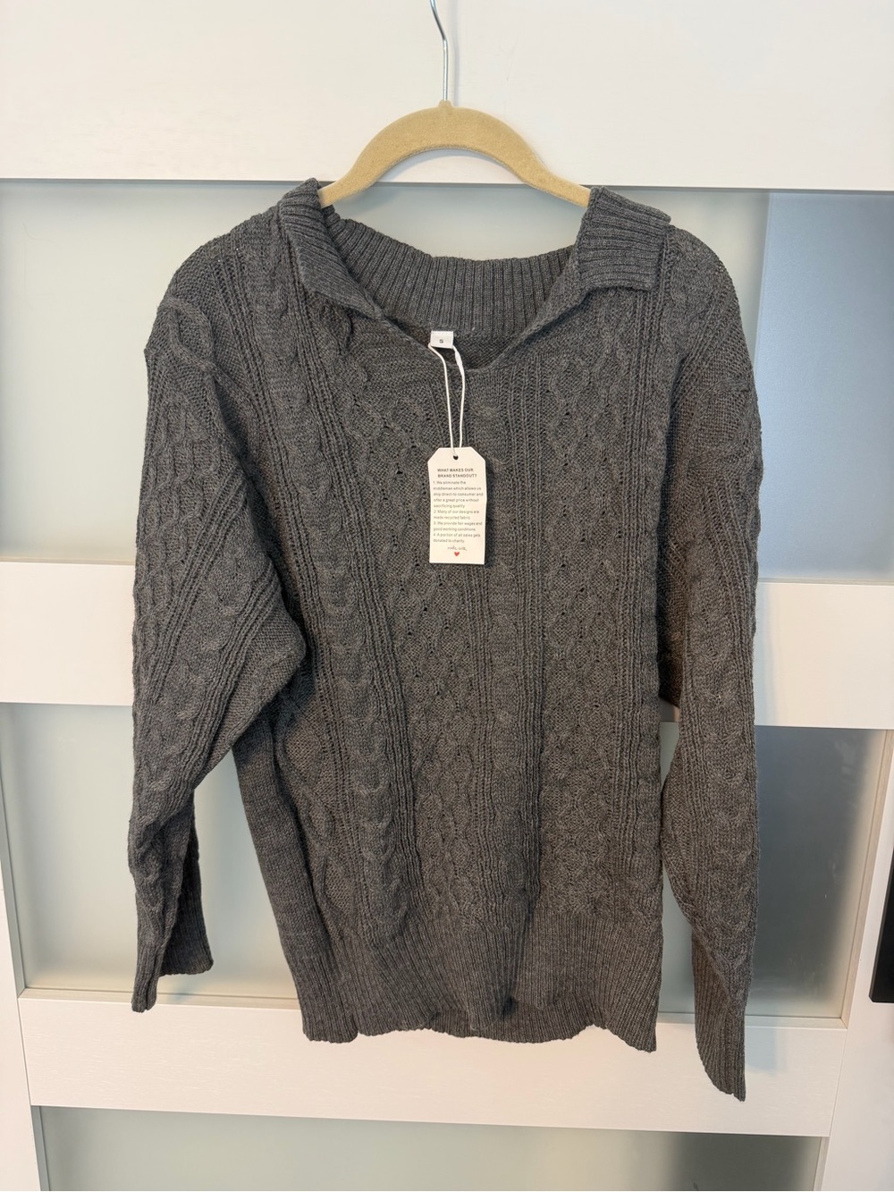 Women's Cable Knit Turtleneck Sweater - Gray